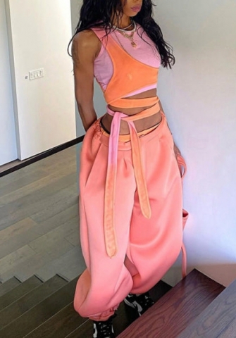 (Only Long Pants)(Pink)2022 Styles Women Fashion Summer TikTok&Instagram Styles Loose Long Pants