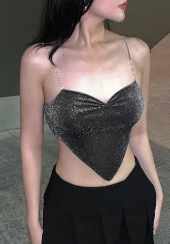 (Black)2022 Styles Women Fashion Summer TikTok&Instagram Styles Strap Velvet Vest Tops