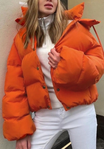 (Orange)2022 Styles Women Fashion Summer TikTok&Instagram Styles Hoodie Front Button Coats