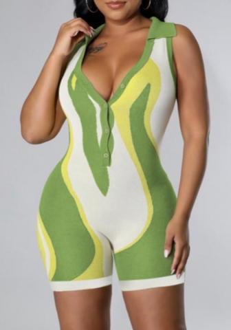 (Real Image)2022 Styles Women Fashion Summer TikTok&Instagram Styles Front Button Contrast Color Romper