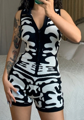 (Real Image)2022 Styles Women Fashion Summer TikTok&Instagram Styles Front Button Contrast Color Romper