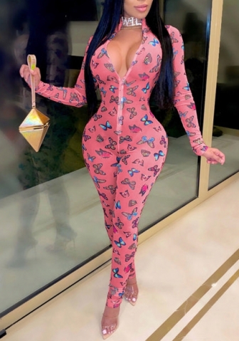 (Real Image)2022 Styles Women Fashion Summer TikTok&Instagram Styles Mesh Bufferfly Long Sleeve Jumpsuit