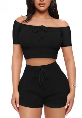 (Real Image)2022 Styles Women Fashion Summer TikTok&Instagram Styles Black Short Two Piece Suit