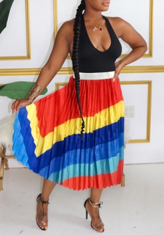 (Only Bottom)(Real Image)2022 Styles Women Fashion Summer TikTok&Instagram Styles Contrast Color Skirts