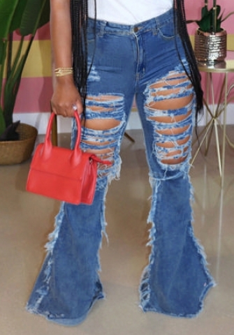 (Real Image)2022 Styles Women Fashion Summer TikTok&Instagram Styles Jeans Ripped Long Pants