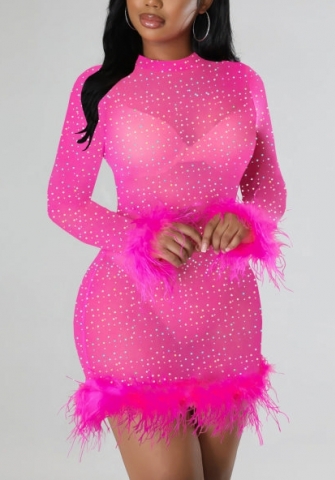 (Rose)2022 Styles Women Fashion Summer TikTok&Instagram Styles Sequin Long Sleeve Mini Dress