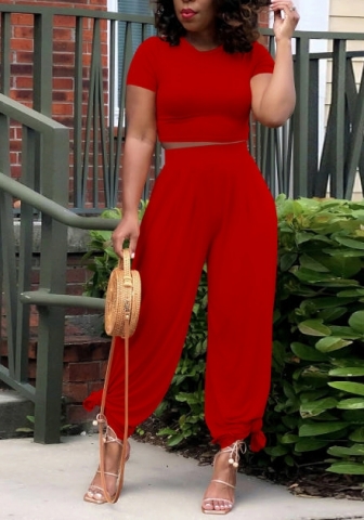 (Red)2022 Styles Women Fashion Summer TikTok&Instagram Styles Cotton Two Piece Suit