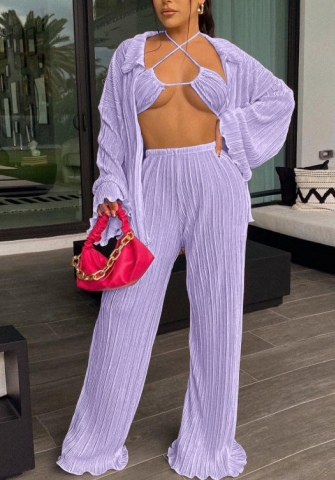 (Purple)2022 Styles Women Fashion Summer TikTok&Instagram Styles Three Piece Suit