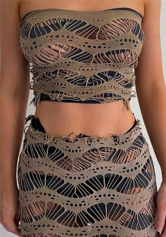 (Brown)2022 Styles Women Fashion Summer TikTok&Instagram Styles Lace Two Piece Dress