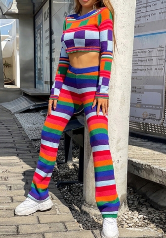 (Only Tops)(Real Image)2022 Styles Women Fashion Summer TikTok&Instagram Styles Contrast Color Sweater Long Sleeve Tops