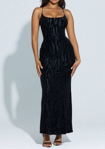 (Real Image)2022 Styles Women Fashion Summer TikTok&Instagram Styles Mesh Black Backless Maxi Dress