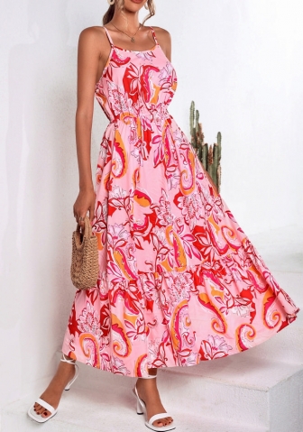 (Real Image)2022 Styles Women Fashion Summer TikTok&Instagram Styles Pink Floral Maxi Dress