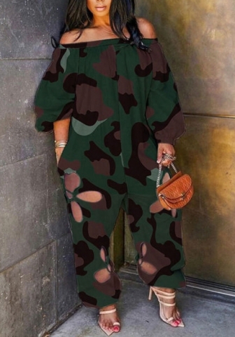 (Camouflage)2022 Styles Women Fashion Summer TikTok&Instagram Styles Cut Out Print Loose Jumpsuit