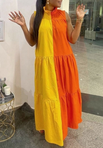 (Real Image)2022 Styles Women Fashion Summer TikTok&Instagram Styles Contrast Color Maxi Dress