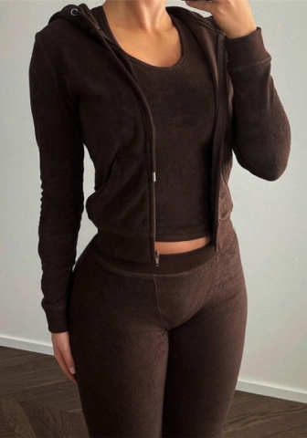 (Only Coat)(Coffee)2022 Styles Women Fashion Summer TikTok&Instagram Styles Front Zipper Hoodie Coat