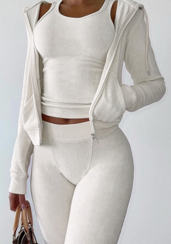 (Only Coat)(White)2022 Styles Women Fashion Summer TikTok&Instagram Styles Front Zipper Hoodie Coat