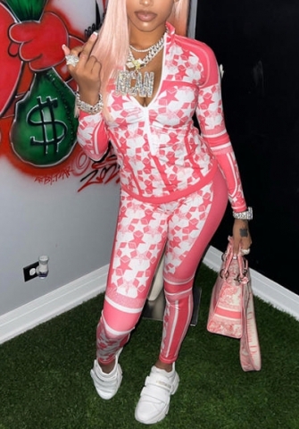 (Real Image)2022 Styles Women Fashion Summer TikTok&Instagram Styles Pink Print Two Piece Suit