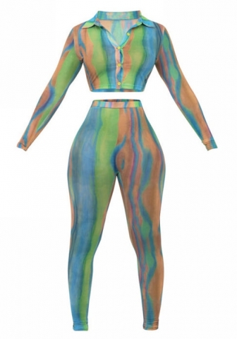 (Blue)2022 Styles Women Fashion Summer TikTok&Instagram Styles Print Two Piece Suit