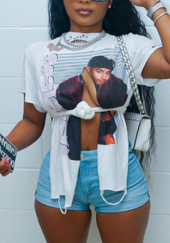 (Real Image)2022 Styles Women Fashion Summer TikTok&Instagram Styles Print Short Sleeve Tee