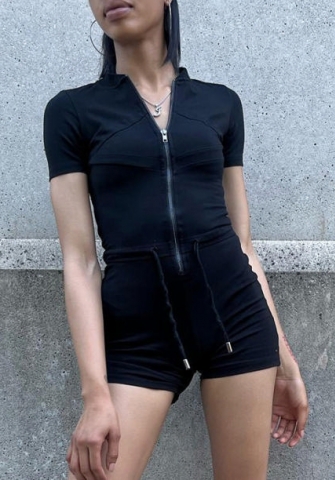 (Black)2022 Styles Women Fashion Summer TikTok&Instagram Styles Solid Color Romper