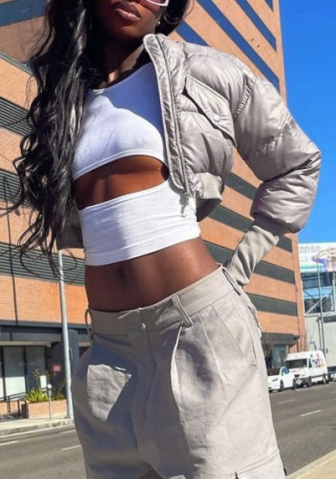 (Real Image)2022 Styles Women Fashion Summer TikTok&Instagram Styles Front Zipper Short Coat