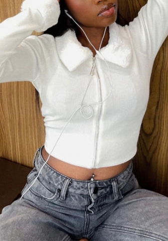 (Real Image)2022 Styles Women Fashion Summer TikTok&Instagram Styles White Front Zipper Coat