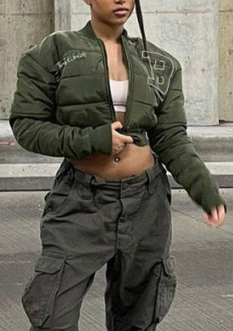 (Only Coat)(Green)2022 Styles Women Fashion Summer TikTok&Instagram Styles Solid Color Front Zipper Coat