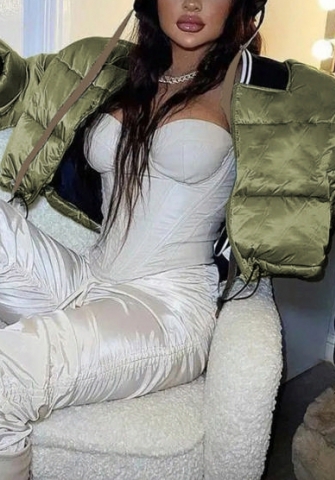 (Only Coat)(Real Image)2022 Styles Women Fashion Summer TikTok&Instagram Styles Green Front Zipper Coat