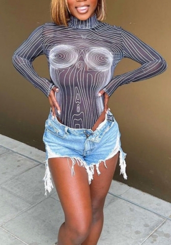 (Real Image)2022 Styles Women Fashion Summer TikTok&Instagram Styles Print Bodysuit