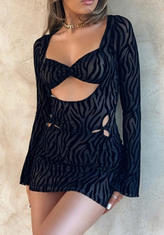 (Real Image)2022 Styles Women Fashion Summer TikTok&Instagram Styles Long Sleeve Cut Out Mini Dress