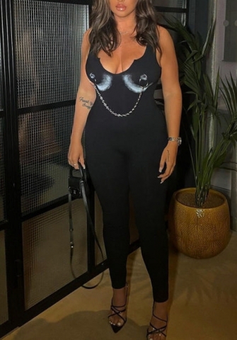 (Real Image)2022 Styles Women Fashion Summer TikTok&Instagram Styles Strap Print Eye Jumpsuit