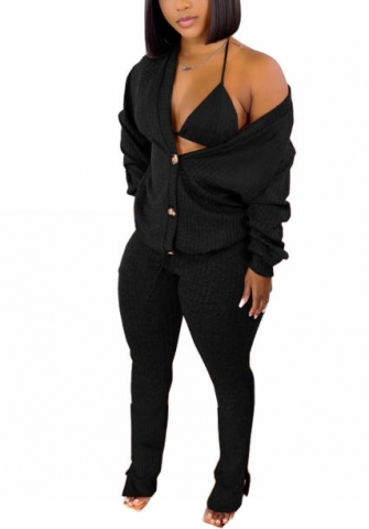 (Black)2022 Styles Women Fashion Summer TikTok&Instagram Styles Sweater 3 Piece Suit