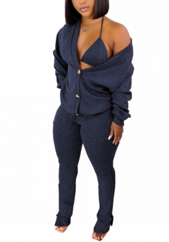 (Blue)2022 Styles Women Fashion Summer TikTok&Instagram Styles Sweater 3 Piece Suit