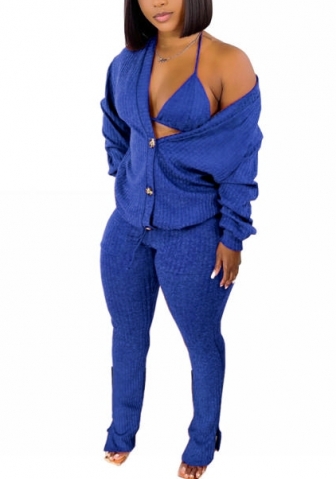 (Blue)2022 Styles Women Fashion Summer TikTok&Instagram Styles Sweater 3 Piece Suit
