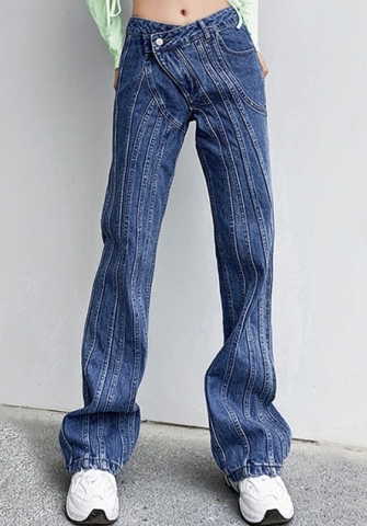 (Real Image)2022 Styles Women Fashion Summer TikTok&Instagram Styles Blue Jeans Long Pants