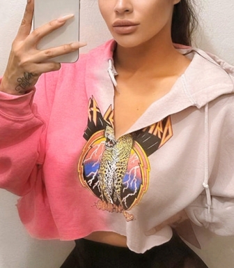 (Real Image)2022 Styles Women Fashion Summer TikTok&Instagram Styles Hoodie Long Sleeve Print Tops