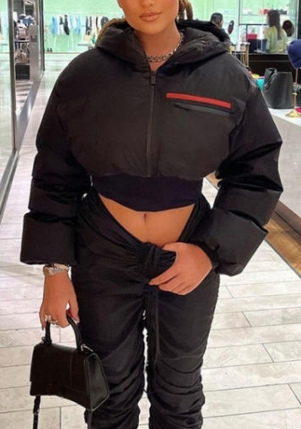 (Only Coat)(Real Image)2022 Styles Women Fashion Summer TikTok&Instagram Styles Black Front Zipper Coat