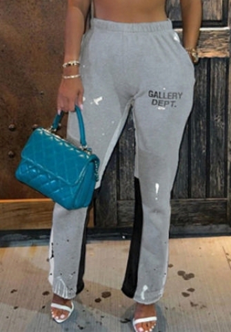 (Only Long Pants)(Gray)2022 Styles Women Fashion Summer TikTok&Instagram Styles Print Loose Long Pants