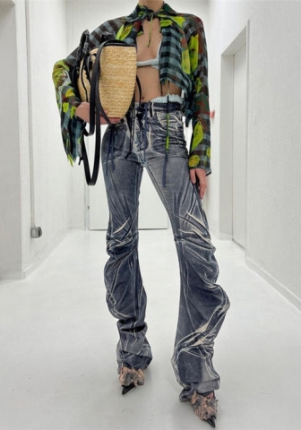 (Gray)(Only Long Pants)2022 Styles Women Fashion Summer TikTok&Instagram Styles Print Long Pants