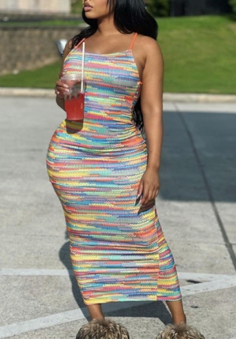 2022 Styles Women Fashion Summer TikTok&Instagram Styles Sweater Backless Tie Maxi Dress