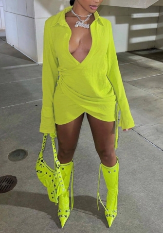 (Real Image)2022 Styles Women Fashion Summer TikTok&Instagram Styles Irregular Long Sleeve Mini Dress