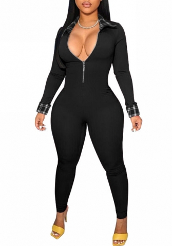 (Real Image)2022 Styles Women Fashion Summer TikTok&Instagram Styles Front Zipper Long Sleeve Jumpsuit