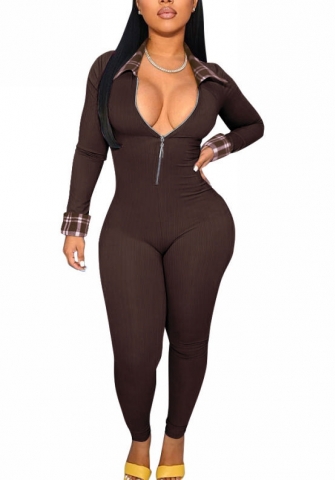 (Real Image)2022 Styles Women Fashion Summer TikTok&Instagram Styles Front Zipper Long Sleeve Jumpsuit