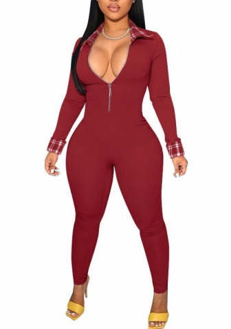 (Real Image)2022 Styles Women Fashion Summer TikTok&Instagram Styles Front Zipper Long Sleeve Jumpsuit
