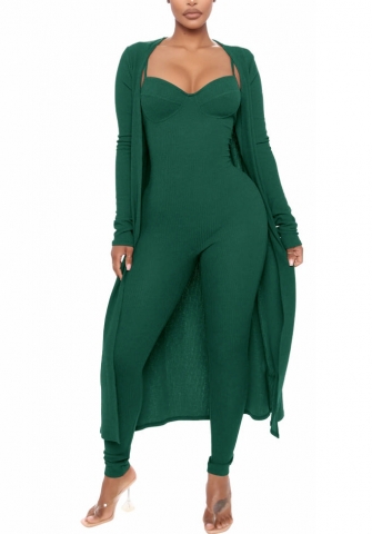 (Real Image)2022 Styles Women Fashion Summer TikTok&Instagram Styles Solid Color Two Piece Suit(Coat+Jumpsuit)