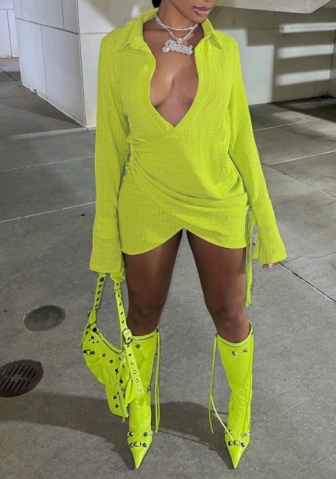 (Real Image)2022 Styles Women Fashion Summer TikTok&Instagram Styles Long Sleeve Irregular Mini Dress