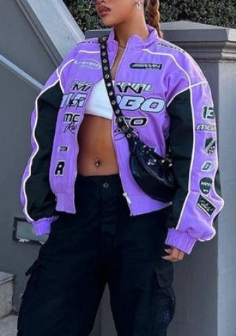 (Real Image)2022 Styles Women Fashion Spring&Winter TikTok&Instagram Styles Print Purple Coat