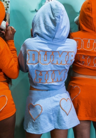 (Blue)(Real Image)2022 Styles Women Fashion Spring&Winter TikTok&Instagram Styles Letter Short Two Piece Suit