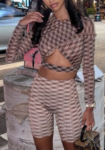 (Real Image)2022 Styles Women Fashion Spring&Winter TikTok&Instagram Styles Brown Short Two Piece Suit