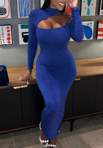 (Real Image)2022 Styles Women Fashion Spring&Winter TikTok&Instagram Styles Cut Out Long Sleeve Maxi Dress